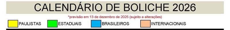 Calendário de Boliche 2026